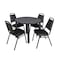 Kee Kee Round Table & Chair Set, Wood, Metal, Vinyl Top, Grey TB42RNDGYBPBK29BK - alternate 1